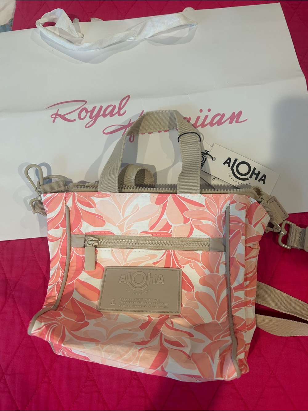 ALOHAS Pink Coral Printed Crossbody Bag